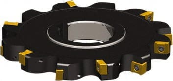 Seco - Arbor Hole Connection, 0.3937" Cutting Width, 3/4" Depth of Cut, 80mm Cutter Diam, 1-1/16" Hole Diam, 4 Tooth Indexable Slotting Cutter - 335.18 Toolholder, LNK.. 06.. Insert - Exact Tooling