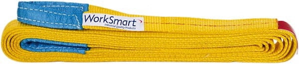 Value Collection - 20' Long x 1" Wide, 1,600 Lb Vertical Capacity, 1 Ply, Polyester Web Sling - 1,250 Lb Choker Capacity, with Eye & Eye (Flat) - Exact Tooling