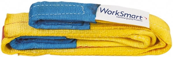 Value Collection - 4' Long x 3" Wide, 4,800 Lb Vertical Capacity, 1 Ply, Polyester Web Sling - 3,800 Lb Choker Capacity, with Eye & Eye (Flat) - Exact Tooling