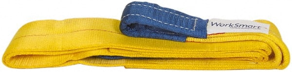 Value Collection - 8' Long x 3" Wide, 4,800 Lb Vertical Capacity, 1 Ply, Polyester Web Sling - 3,800 Lb Choker Capacity, with Eye & Eye (Flat) - Exact Tooling