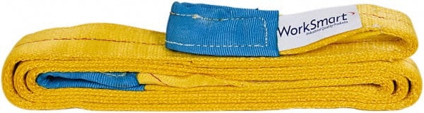 Value Collection - 10' Long x 4" Wide, 6,400 Lb Vertical Capacity, 1 Ply, Polyester Web Sling - 5,000 Lb Choker Capacity, with Eye & Eye (Flat) - Exact Tooling