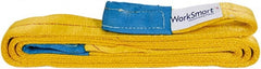 Value Collection - 10' Long x 4" Wide, 6,400 Lb Vertical Capacity, 1 Ply, Polyester Web Sling - 5,000 Lb Choker Capacity, with Eye & Eye (Flat) - Exact Tooling