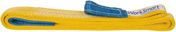 Value Collection - 8' Long x 1" Wide, 3,200 Lb Vertical Capacity, 2 Ply, Polyester Web Sling - 2,500 Lb Choker Capacity, with Eye & Eye (Flat) - Exact Tooling