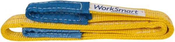 Value Collection - 12' Long x 1" Wide, 3,200 Lb Vertical Capacity, 2 Ply, Polyester Web Sling - 2,500 Lb Choker Capacity, with Eye & Eye (Flat) - Exact Tooling