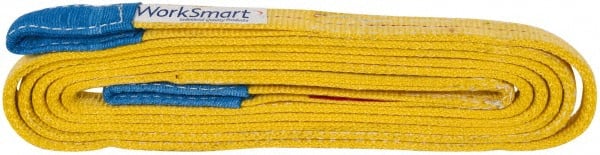 Value Collection - 16' Long x 1" Wide, 3,200 Lb Vertical Capacity, 2 Ply, Polyester Web Sling - 2,500 Lb Choker Capacity, with Eye & Eye (Flat) - Exact Tooling