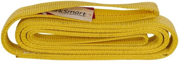 Value Collection - 8' Long x 2" Wide, 6,400 Lb Vertical Capacity, 2 Ply, Polyester Web Sling - 5,000 Lb Choker Capacity, with Eye & Eye (Flat) - Exact Tooling