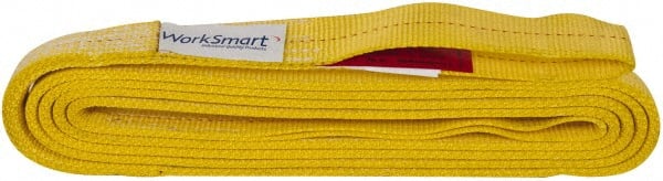 Value Collection - 16' Long x 2" Wide, 6,400 Lb Vertical Capacity, 2 Ply, Polyester Web Sling - 5,000 Lb Choker Capacity, with Eye & Eye (Flat) - Exact Tooling