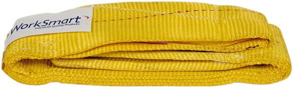 Value Collection - 3' Long x 3" Wide, 8,600 Lb Vertical Capacity, 2 Ply, Polyester Web Sling - 6,900 Lb Choker Capacity, with Eye & Eye (Flat) - Exact Tooling