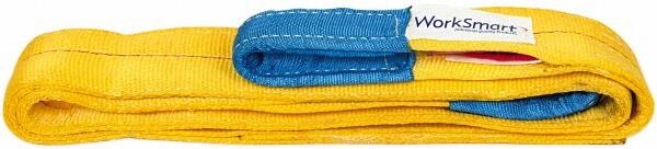 Value Collection - 8' Long x 3" Wide, 8,600 Lb Vertical Capacity, 2 Ply, Polyester Web Sling - 6,900 Lb Choker Capacity, with Eye & Eye (Flat) - Exact Tooling