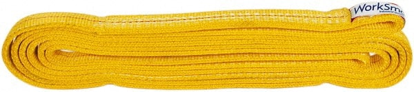 Value Collection - 10' Long x 1" Wide, 6,200 Lb Vertical Capacity, 2 Ply, Polyester Web Sling - 4,900 Lb Choker Capacity, with Endless Sling - Exact Tooling