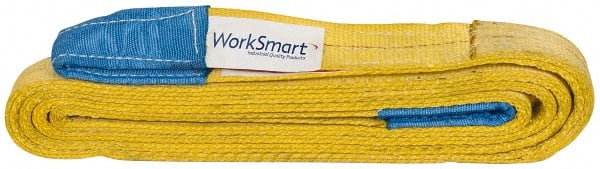 Value Collection - 10' Long x 2" Wide, 6,400 Lb Vertical Capacity, 2 Ply, Polyester Web Sling - 5,000 Lb Choker Capacity, with Eye & Eye (Twisted) - Exact Tooling