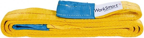 Value Collection - 12' Long x 2" Wide, 6,400 Lb Vertical Capacity, 2 Ply, Polyester Web Sling - 5,000 Lb Choker Capacity, with Eye & Eye (Twisted) - Exact Tooling