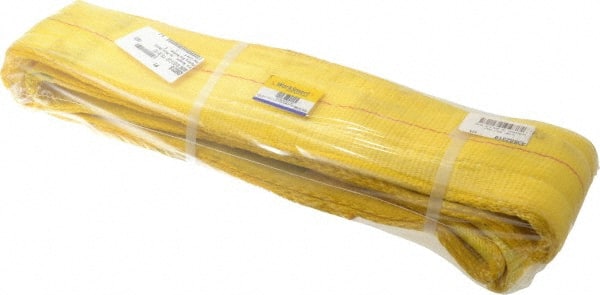 Value Collection - 8' Long x 4" Wide, 11,500 Lb Vertical Capacity, 2 Ply, Polyester Web Sling - 9,200 Lb Choker Capacity, with Eye & Eye (Flat) - Exact Tooling