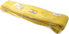 Value Collection - 8' Long x 4" Wide, 11,500 Lb Vertical Capacity, 2 Ply, Polyester Web Sling - 9,200 Lb Choker Capacity, with Eye & Eye (Flat) - Exact Tooling