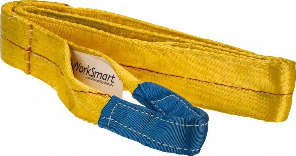 Value Collection - 8' Long x 3" Wide, 8,600 Lb Vertical Capacity, 2 Ply, Polyester Web Sling - 6,900 Lb Choker Capacity, with Eye & Eye (Twisted) - Exact Tooling