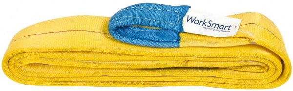 Value Collection - 12' Long x 3" Wide, 8,600 Lb Vertical Capacity, 2 Ply, Polyester Web Sling - 6,900 Lb Choker Capacity, with Eye & Eye (Twisted) - Exact Tooling