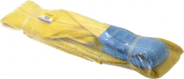 Value Collection - 4' Long x 4" Wide, 11,500 Lb Vertical Capacity, 2 Ply, Polyester Web Sling - 9,200 Lb Choker Capacity, with Eye & Eye (Twisted) - Exact Tooling