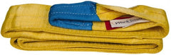 Value Collection - 10' Long x 4" Wide, 11,500 Lb Vertical Capacity, 2 Ply, Polyester Web Sling - 9,200 Lb Choker Capacity, Yellow, with Eye & Eye (Twisted) - Exact Tooling