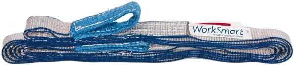 Value Collection - 16' Long x 1" Wide, 1,600 Lb Vertical Capacity, 1 Ply, Polyester Web Sling - 1,250 Lb Choker Capacity, with Eye & Eye (Flat) - Exact Tooling