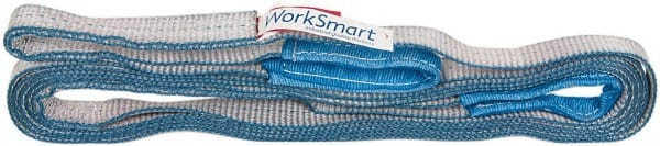 Value Collection - 18' Long x 1" Wide, 1,600 Lb Vertical Capacity, 1 Ply, Polyester Web Sling - 1,250 Lb Choker Capacity, with Eye & Eye (Flat) - Exact Tooling