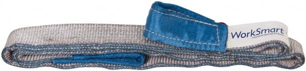 Value Collection - 9' Long x 2" Wide, 3,200 Lb Vertical Capacity, 1 Ply, Polyester Web Sling - 2,500 Lb Choker Capacity, Silver (Color), with Eye & Eye (Flat) - Exact Tooling