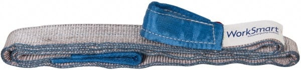 Value Collection - 10' Long x 2" Wide, 3,200 Lb Vertical Capacity, 1 Ply, Polyester Web Sling - 2,500 Lb Choker Capacity, Silver (Color), with Eye & Eye (Flat) - Exact Tooling