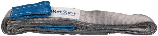 Value Collection - 14' Long x 2" Wide, 3,200 Lb Vertical Capacity, 1 Ply, Polyester Web Sling - 2,500 Lb Choker Capacity, Silver (Color), with Eye & Eye (Flat) - Exact Tooling