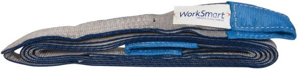 Value Collection - 16' Long x 2" Wide, 3,200 Lb Vertical Capacity, 1 Ply, Polyester Web Sling - 2,500 Lb Choker Capacity, Silver (Color), with Eye & Eye (Flat) - Exact Tooling