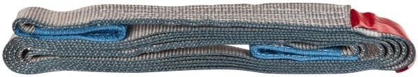 Value Collection - 18' Long x 2" Wide, 3,200 Lb Vertical Capacity, 1 Ply, Polyester Web Sling - 2,500 Lb Choker Capacity, Silver (Color), with Eye & Eye (Flat) - Exact Tooling