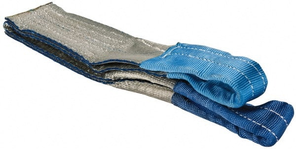 Value Collection - 3' Long x 3" Wide, 4,800 Lb Vertical Capacity, 1 Ply, Polyester Web Sling - 3,800 Lb Choker Capacity, with Eye & Eye (Flat) - Exact Tooling