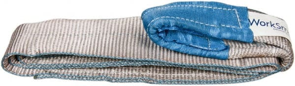 Value Collection - 5' Long x 3" Wide, 4,800 Lb Vertical Capacity, 1 Ply, Polyester Web Sling - 3,800 Lb Choker Capacity, with Eye & Eye (Flat) - Exact Tooling