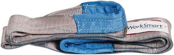 Value Collection - 6' Long x 3" Wide, 4,800 Lb Vertical Capacity, 1 Ply, Polyester Web Sling - 3,800 Lb Choker Capacity, Silver (Color), with Eye & Eye (Flat) - Exact Tooling