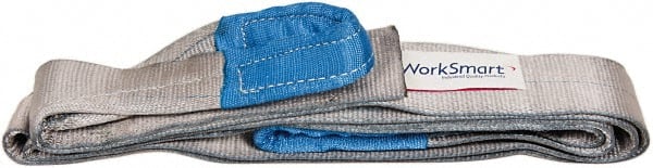 Value Collection - 10' Long x 3" Wide, 4,800 Lb Vertical Capacity, 1 Ply, Polyester Web Sling - 3,800 Lb Choker Capacity, with Eye & Eye (Flat) - Exact Tooling