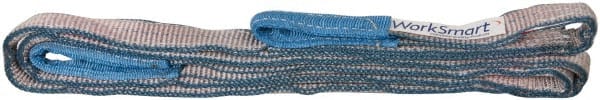 Value Collection - 9' Long x 1" Wide, 3,200 Lb Vertical Capacity, 2 Ply, Polyester Web Sling - 2,500 Lb Choker Capacity, with Eye & Eye (Flat) - Exact Tooling