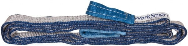 Value Collection - 10' Long x 1" Wide, 3,200 Lb Vertical Capacity, 2 Ply, Polyester Web Sling - 2,500 Lb Choker Capacity, Silver (Color), with Eye & Eye (Flat) - Exact Tooling