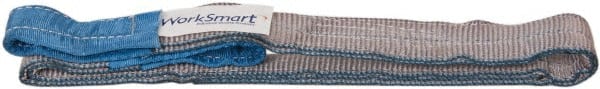 Value Collection - 4' Long x 2" Wide, 6,400 Lb Vertical Capacity, 2 Ply, Polyester Web Sling - 5,000 Lb Choker Capacity, Silver (Color), with Eye & Eye (Flat) - Exact Tooling