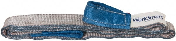 Value Collection - 6' Long x 2" Wide, 6,400 Lb Vertical Capacity, 2 Ply, Polyester Web Sling - 5,000 Lb Choker Capacity, Silver (Color), with Eye & Eye (Flat) - Exact Tooling