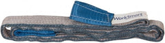 Value Collection - 8' Long x 2" Wide, 6,400 Lb Vertical Capacity, 2 Ply, Polyester Web Sling - 5,000 Lb Choker Capacity, Silver (Color), with Eye & Eye (Flat) - Exact Tooling