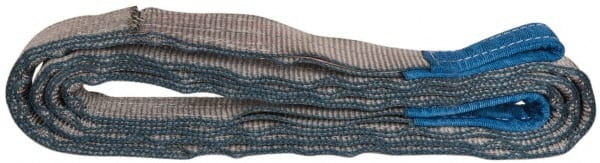Value Collection - 12' Long x 2" Wide, 6,400 Lb Vertical Capacity, 2 Ply, Polyester Web Sling - 5,000 Lb Choker Capacity, Silver (Color), with Eye & Eye (Flat) - Exact Tooling