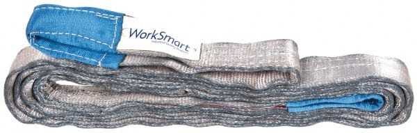 Value Collection - 14' Long x 2" Wide, 6,400 Lb Vertical Capacity, 2 Ply, Polyester Web Sling - 5,000 Lb Choker Capacity, with Eye & Eye (Flat) - Exact Tooling
