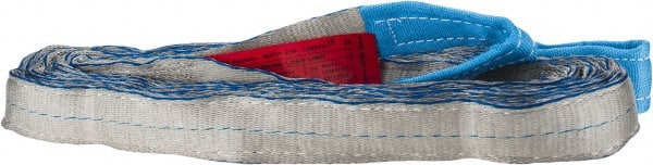 Value Collection - 16' Long x 2" Wide, 6,400 Lb Vertical Capacity, 2 Ply, Polyester Web Sling - 5,000 Lb Choker Capacity, Silver (Color), with Eye & Eye (Flat) - Exact Tooling