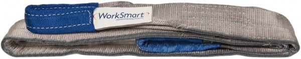 Value Collection - 6' Long x 3" Wide, 8,600 Lb Vertical Capacity, 2 Ply, Polyester Web Sling - 6,900 Lb Choker Capacity, Silver (Color), with Eye & Eye (Flat) - Exact Tooling