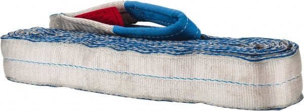 Value Collection - 18' Long x 3" Wide, 8,600 Lb Vertical Capacity, 2 Ply, Polyester Web Sling - 6,900 Lb Choker Capacity, with Eye & Eye (Flat) - Exact Tooling