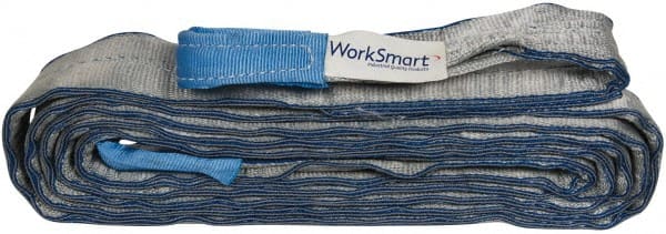 Value Collection - 20' Long x 3" Wide, 8,600 Lb Vertical Capacity, 2 Ply, Polyester Web Sling - 6,900 Lb Choker Capacity, with Eye & Eye (Flat) - Exact Tooling