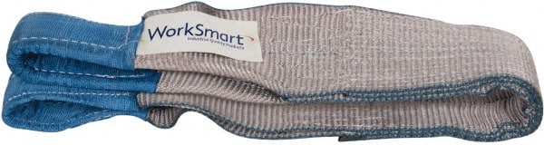 Value Collection - 3' Long x 4" Wide, 11,500 Lb Vertical Capacity, 2 Ply, Polyester Web Sling - 9,200 Lb Choker Capacity, with Eye & Eye (Flat) - Exact Tooling