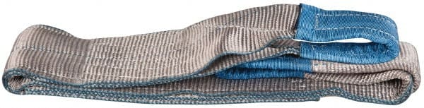 Value Collection - 4' Long x 4" Wide, 11,500 Lb Vertical Capacity, 2 Ply, Polyester Web Sling - 9,200 Lb Choker Capacity, with Eye & Eye (Flat) - Exact Tooling