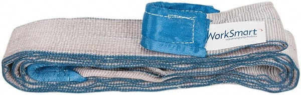 Value Collection - 12' Long x 4" Wide, 11,500 Lb Vertical Capacity, 2 Ply, Polyester Web Sling - 9,200 Lb Choker Capacity, Silver (Color), with Eye & Eye (Flat) - Exact Tooling