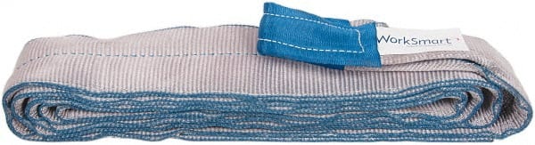 Value Collection - 14' Long x 4" Wide, 11,500 Lb Vertical Capacity, 2 Ply, Polyester Web Sling - 9,200 Lb Choker Capacity, with Eye & Eye (Flat) - Exact Tooling