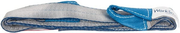 Value Collection - 6' Long x 2" Wide, 3,200 Lb Vertical Capacity, 1 Ply, Polyester Web Sling - 2,500 Lb Choker Capacity, Silver (Color), with Eye & Eye (Twisted) - Exact Tooling