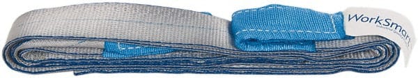 Value Collection - 8' Long x 2" Wide, 3,200 Lb Vertical Capacity, 1 Ply, Polyester Web Sling - 2,500 Lb Choker Capacity, Silver (Color), with Eye & Eye (Twisted) - Exact Tooling